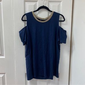 Michael Kors navy gold cold shoulder top size 2X NWT